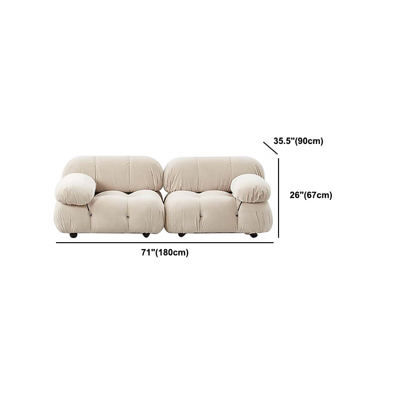 Tufted Cream 2-3-Seater Sofa Contemporary Pillow Top Arm Sofa
