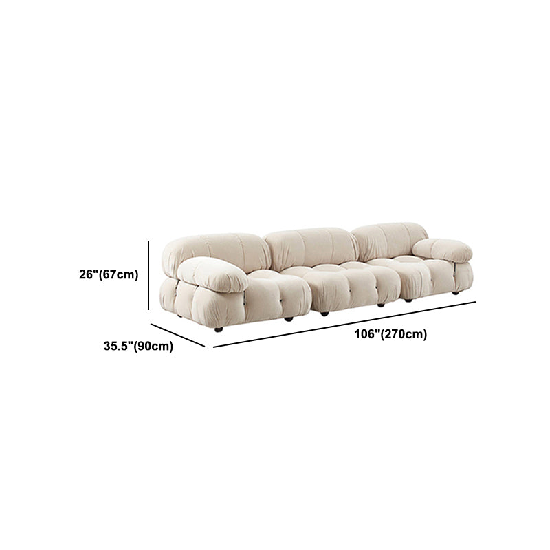 Tufted Cream 2-3-Seater Sofa Contemporary Pillow Top Arm Sofa