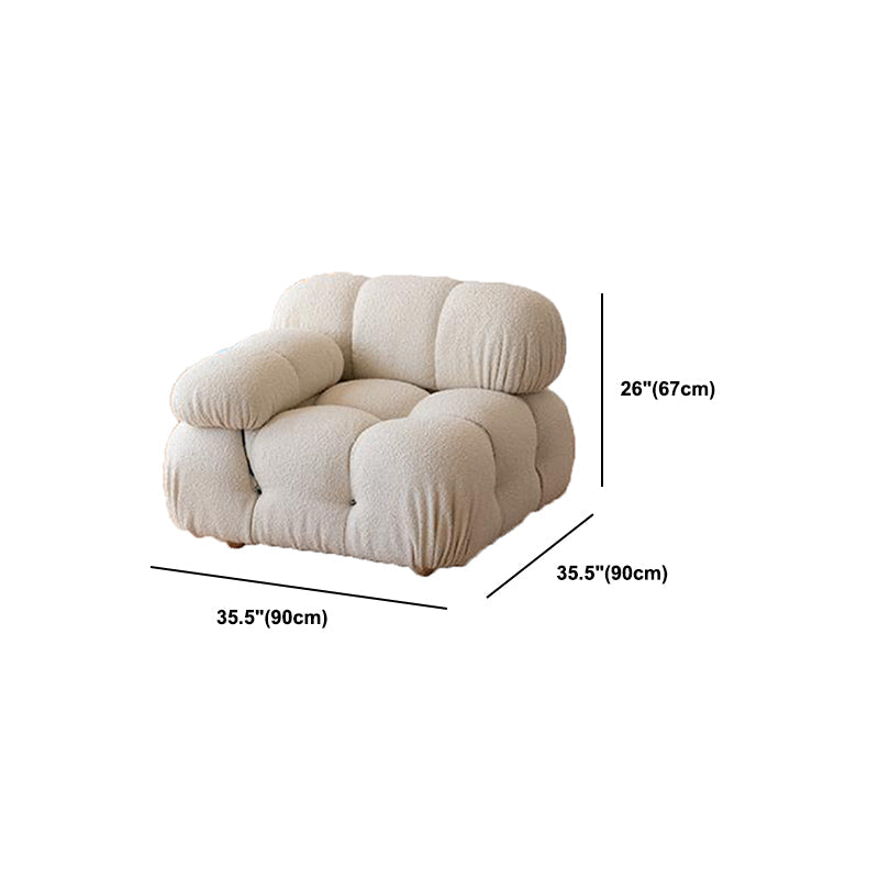 Tufted Cream 2-3-Seater Sofa Contemporary Pillow Top Arm Sofa