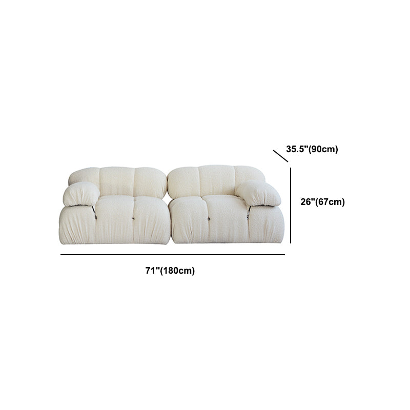 Tufted Cream 2-3-Seater Sofa Contemporary Pillow Top Arm Sofa