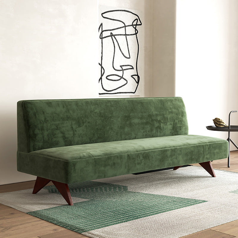 Samt 29,52 "breites Kiefernsofa für Wohnzimmer grünes armloses Sofa