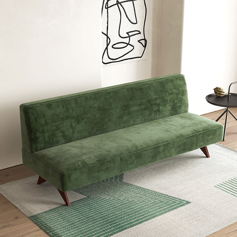 Samt 29,52 "breites Kiefernsofa für Wohnzimmer grünes armloses Sofa