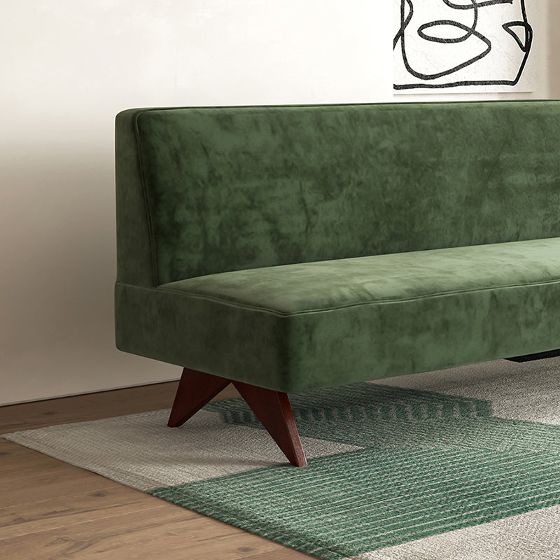Samt 29,52 "breites Kiefernsofa für Wohnzimmer grünes armloses Sofa