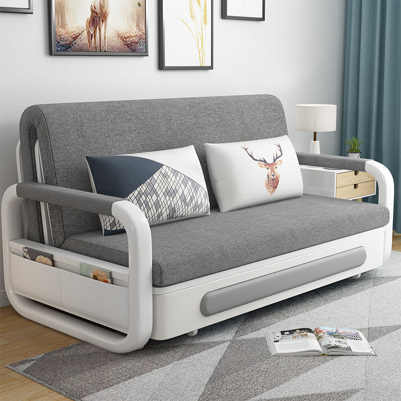 33.46" WideLinen Square Arm Sofa Bed Stain Resistant Convertible Sofa Storage Not Included Clearhalo 'furn' 'furn_sofas' 'Furniture' 'Living Room Furniture' 'Sofa' 'sofas' 5858100