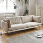 Modern Cream Faux Leather Sofa Pillow Top Arm Sewn Pillow Back Sofa