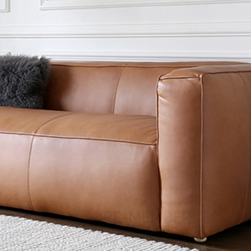 Contemporary Faux Leather Sofa Tuxedo Arm 25.59-In High Sofa Clearhalo 'furn' 'furn_sofas' 'Furniture' 'Living Room Furniture' 'Sofa' 'sofas' 5858144