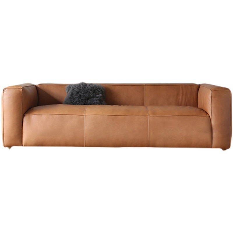Contemporary Faux Leather Sofa Tuxedo Arm 25.59-In High Sofa Clearhalo 'furn' 'furn_sofas' 'Furniture' 'Living Room Furniture' 'Sofa' 'sofas' 5858145