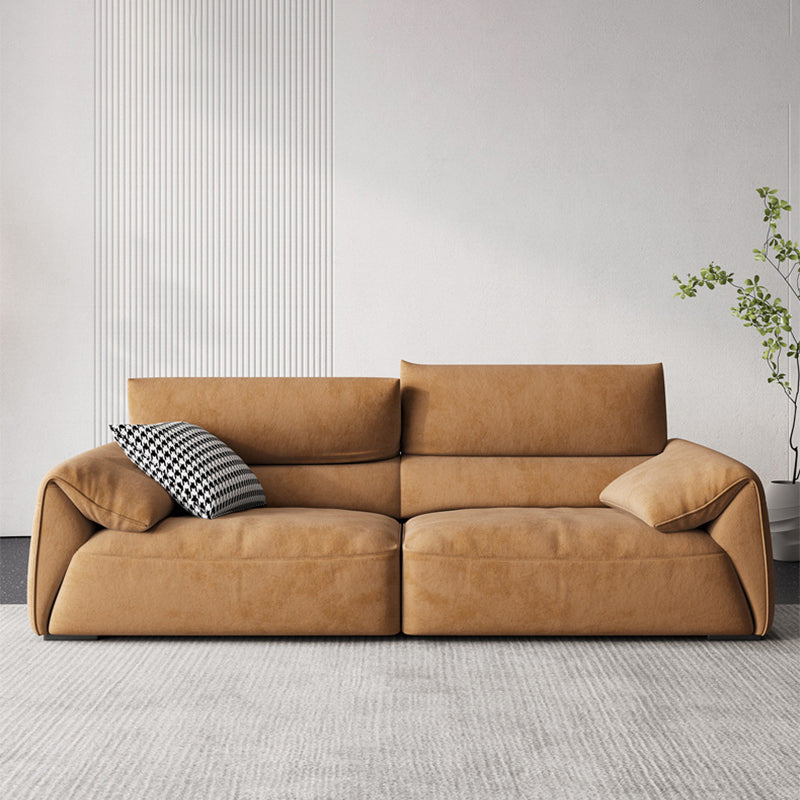 Adjustable Sewn Pillow Back Sofa Modern Pillow Top Arm Sofa in Brown 110.2"L x 38.6"W x 33.5"H Latex Clearhalo 'furn' 'furn_sofas' 'Furniture' 'Living Room Furniture' 'Sofa' 'sofas' 5858156