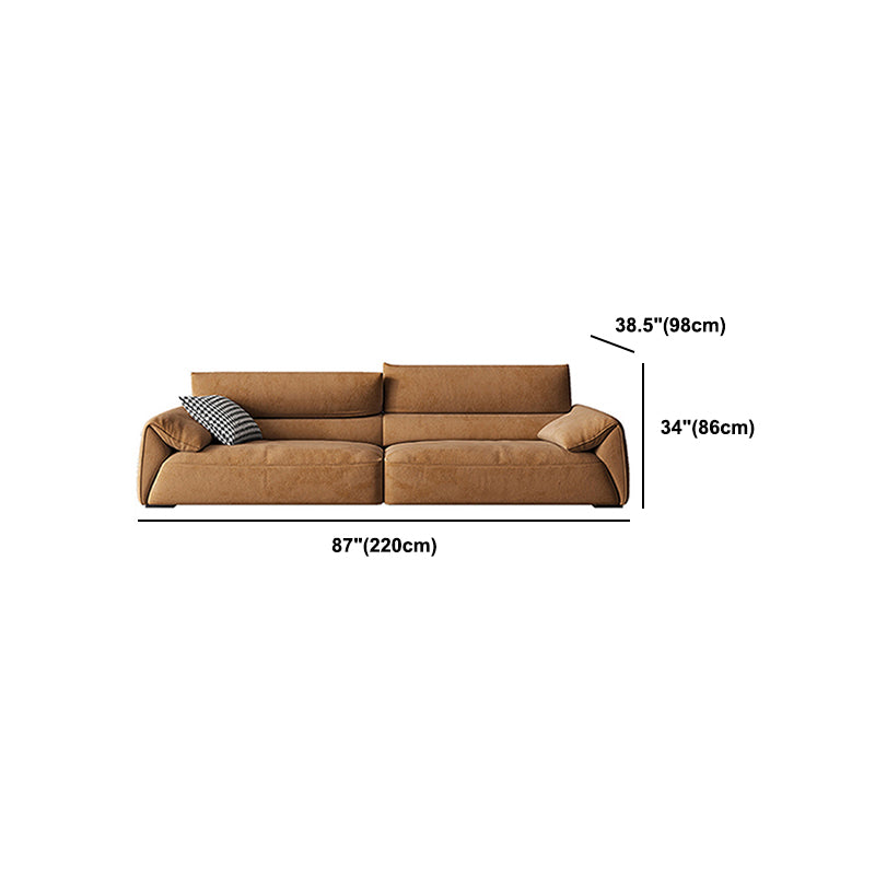 Adjustable Sewn Pillow Back Sofa Modern Pillow Top Arm Sofa in Brown Clearhalo 'furn' 'furn_sofas' 'Furniture' 'Living Room Furniture' 'Sofa' 'sofas' 5858164