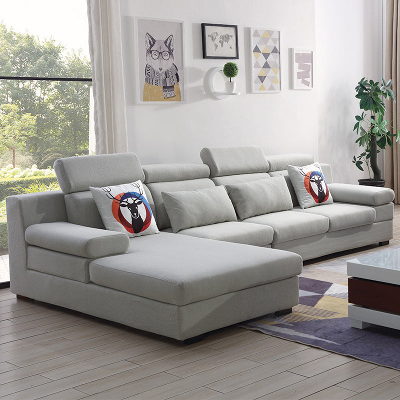 37.40" Tall Linen Sectional Pillow Top Arm Sectional with Adjustable Headrest