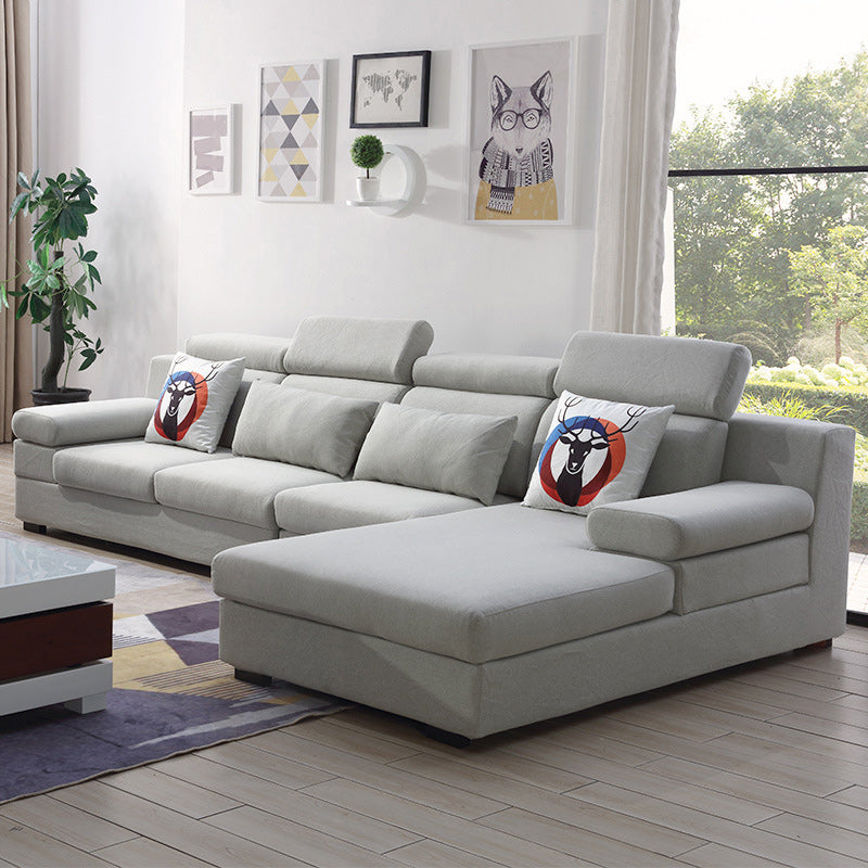 37.40" Tall Linen Sectional Pillow Top Arm Sectional with Adjustable Headrest