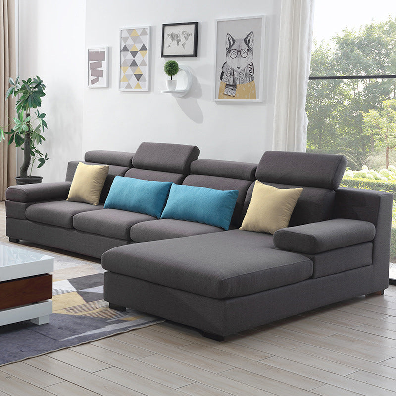 37.40" Tall Linen Sectional Pillow Top Arm Sectional with Adjustable Headrest