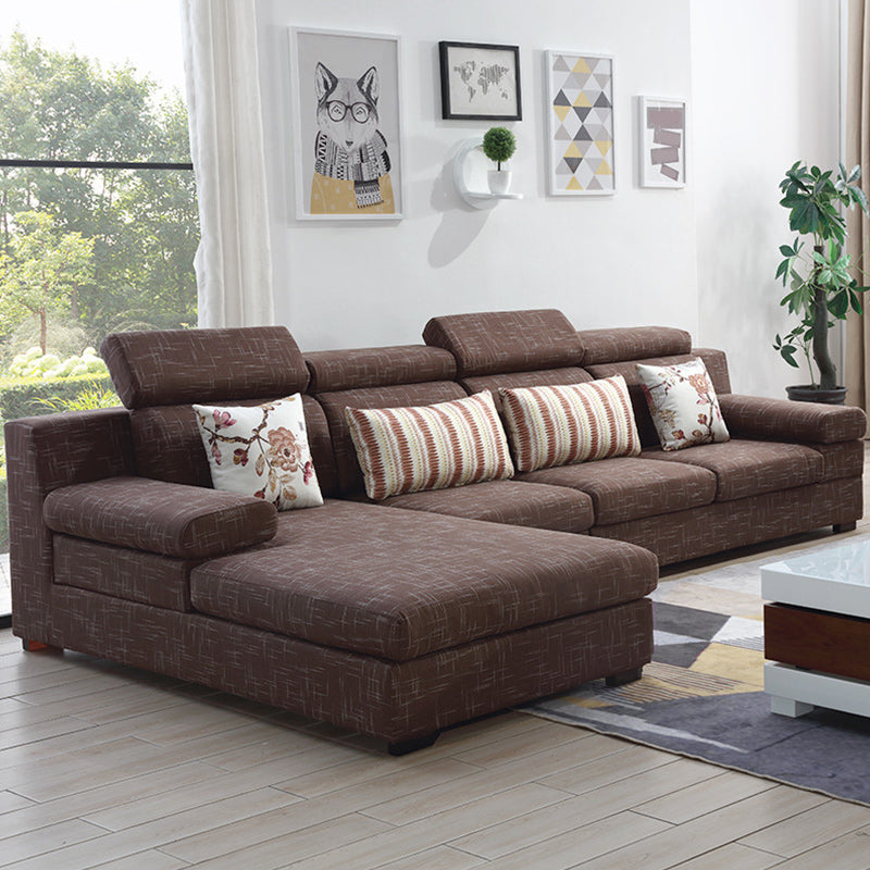 37.40" Tall Linen Sectional Pillow Top Arm Sectional with Adjustable Headrest