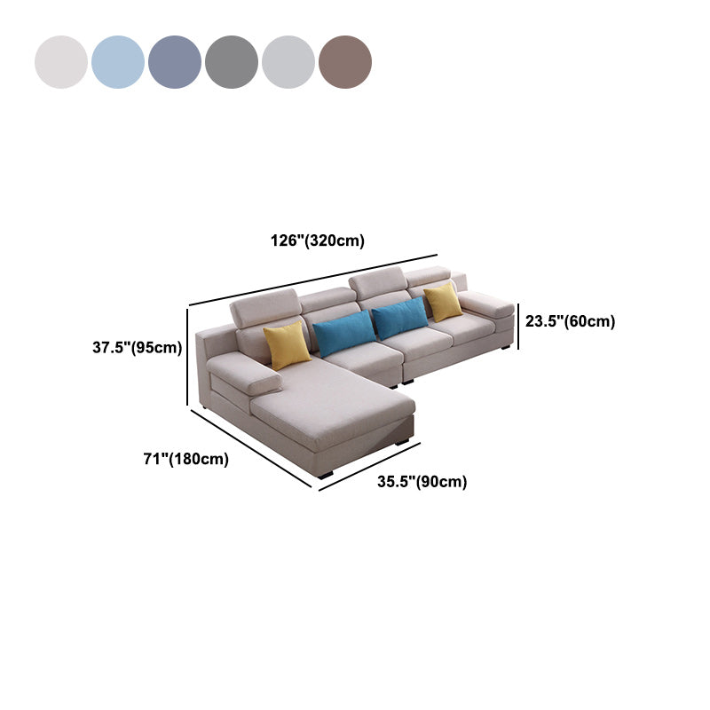 37.40" Tall Linen Sectional Pillow Top Arm Sectional with Adjustable Headrest