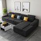 Linen 4-Seater Sectional Sofa with Sloped Arms for Living Room Dark Gray Right Clearhalo 'furn' 'furn_sectionals' 'Furniture' 'Living Room Furniture' 'Sectionals' 5859555