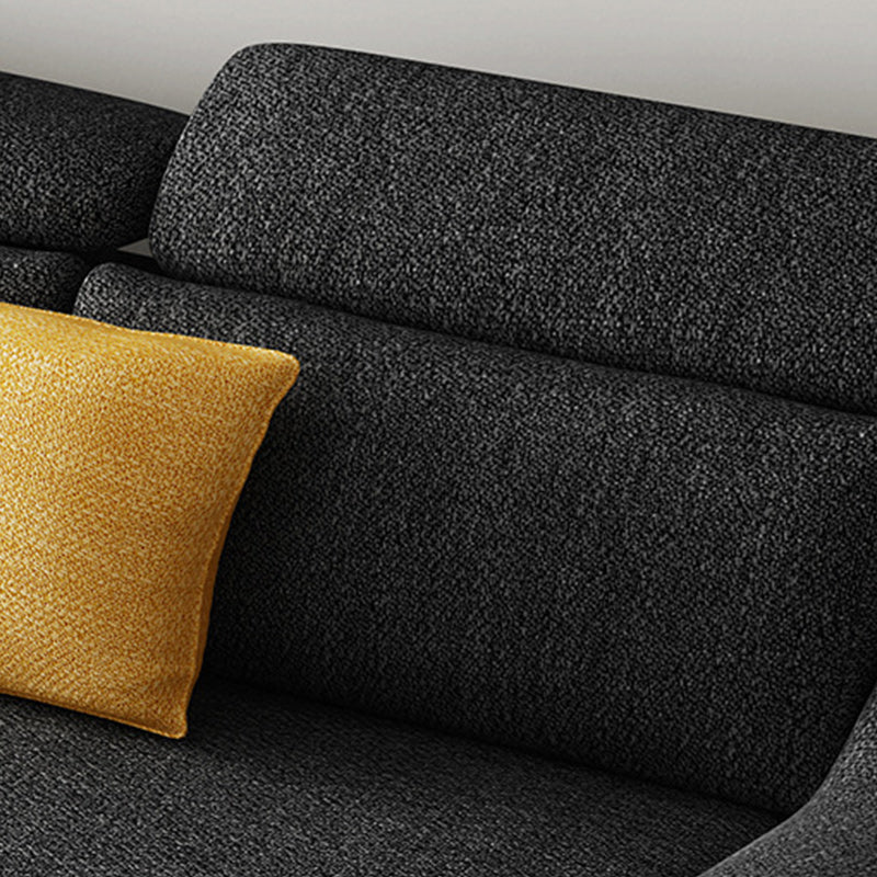 Linen 4-Seater Sectional Sofa with Sloped Arms for Living Room Clearhalo 'furn' 'furn_sectionals' 'Furniture' 'Living Room Furniture' 'Sectionals' 5859564