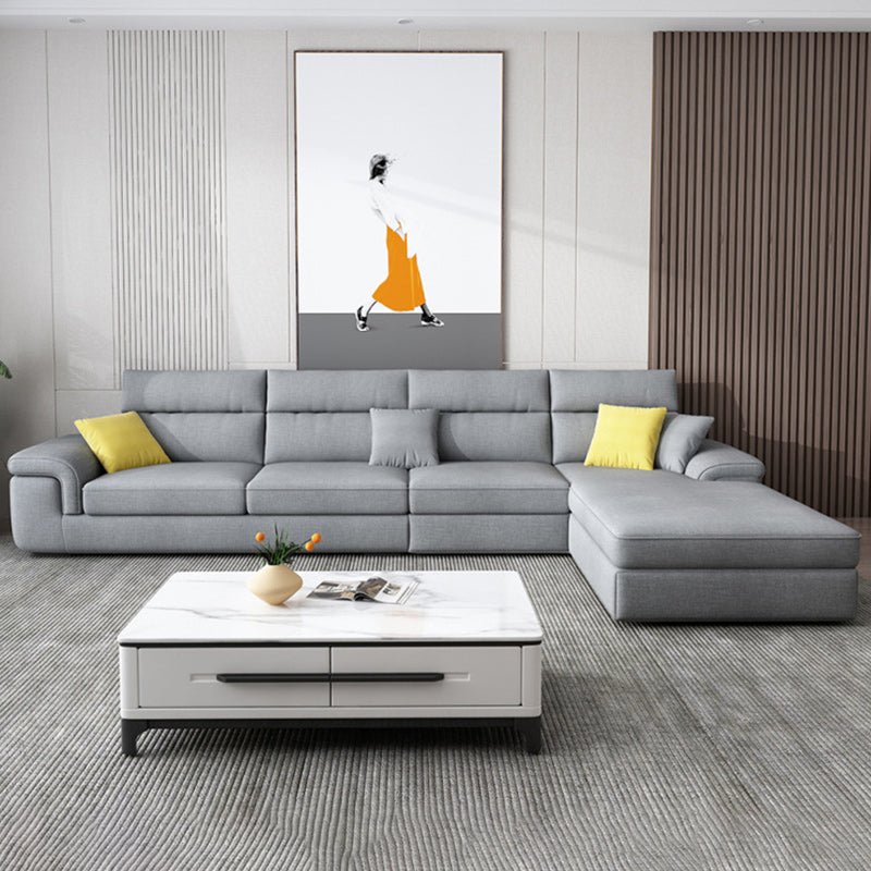Slipcovered Sectional Pillow Top Arm Sofa & Chaise with 4 Seaters