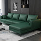 Square Arm Sectionals,137.8" L, Pillowed Back Faux Leather Cushions Sectional in Green