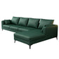 Square Arm Sectionals,137.8" L, Pillowed Back Faux Leather Cushions Sectional in Green