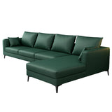 Square Arm Sectionals,137.8" L, Pillowed Back Faux Leather Cushions Sectional in Green