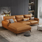 Modern Tight Back Genuine Leather Sectionals, 67.72" W  Sectional Sofa  in Brone