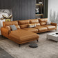 Modern Tight Back Genuine Leather Sectionals, 67.72" W  Sectional Sofa  in Brone
