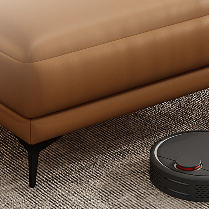 Modern Tight Back Genuine Leather Sectionals, 67.72" W  Sectional Sofa  in Brone