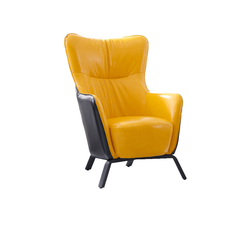Contemporary Bonded Leather Arms Included with Black Legs Wingback Chair