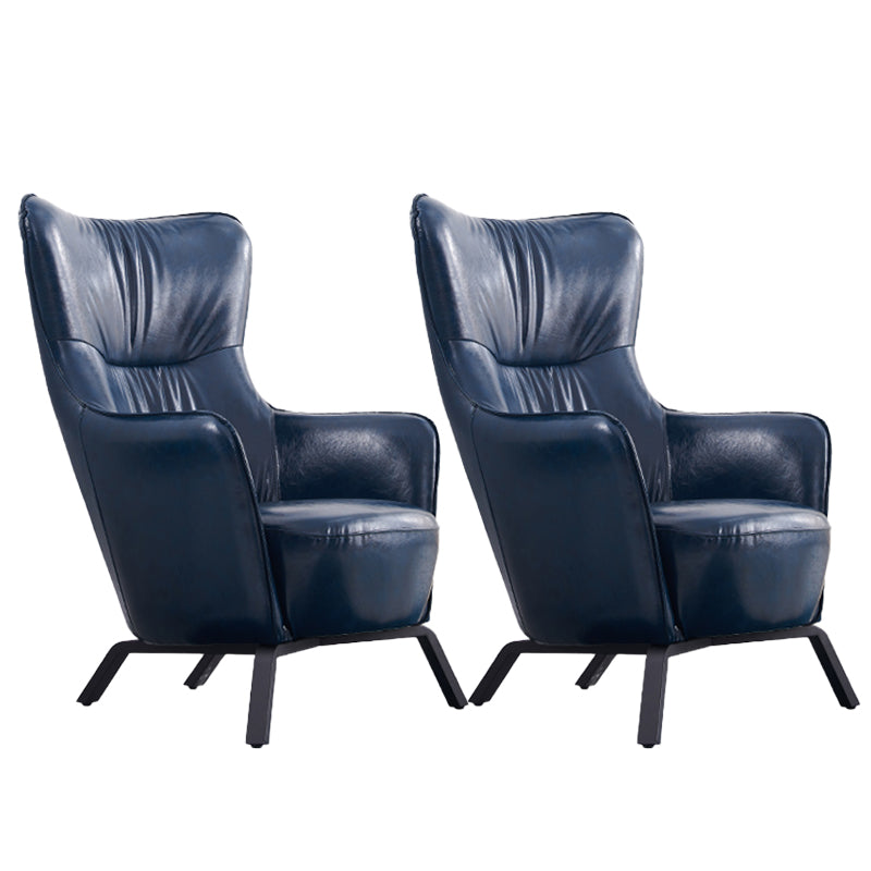 Contemporary Bonded Leather Arms Included with Black Legs Wingback Chair