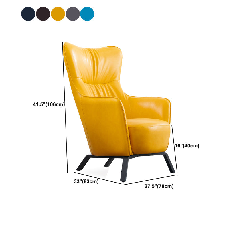 Contemporary Bonded Leather Arms Included with Black Legs Wingback Chair