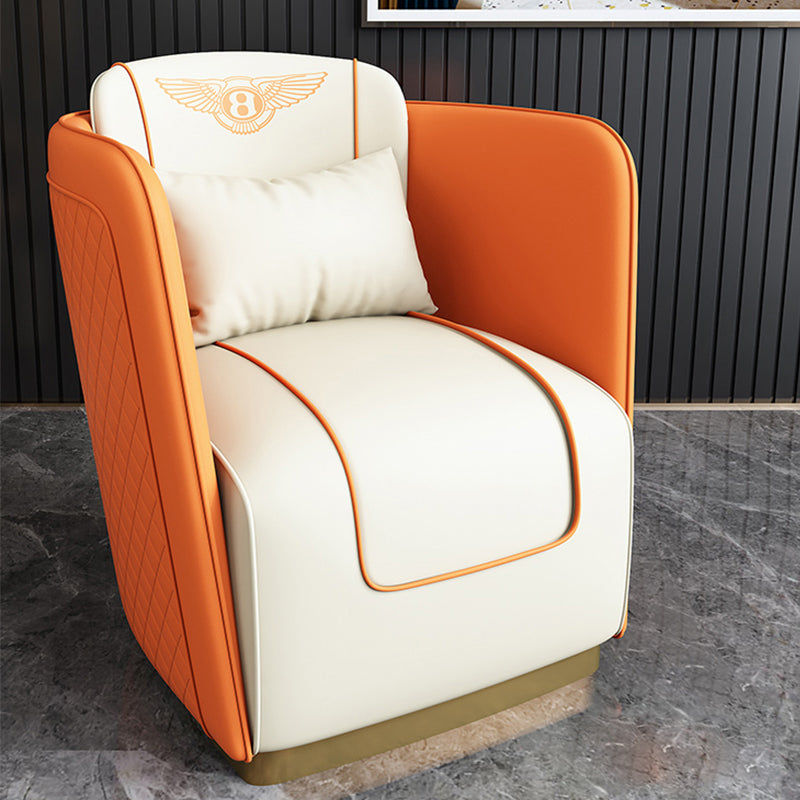 Contemporary Bonded Leather Arms Included Gold Base Accent Armchair Orange 1 Piece Clearhalo 'Accent Chairs' 'accent_chairs' 'Chairs & Seating' 'furn' 'furn_accent_chairs' 'Furniture' 'Living Room Furniture' 5859705