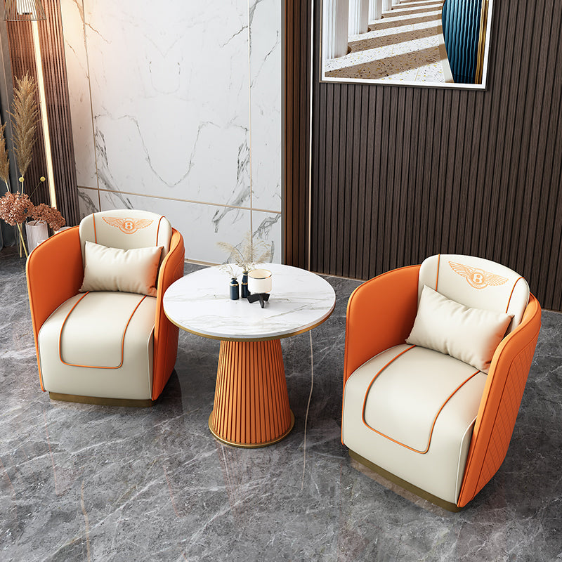 Contemporary Bonded Leather Arms Included Gold Base Accent Armchair Clearhalo 'Accent Chairs' 'accent_chairs' 'Chairs & Seating' 'furn' 'furn_accent_chairs' 'Furniture' 'Living Room Furniture' 5859708
