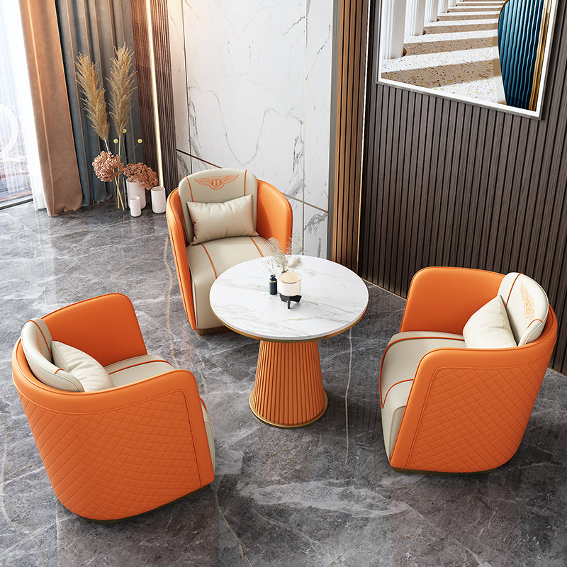 Contemporary Bonded Leather Arms Included Gold Base Accent Armchair Clearhalo 'Accent Chairs' 'accent_chairs' 'Chairs & Seating' 'furn' 'furn_accent_chairs' 'Furniture' 'Living Room Furniture' 5859710