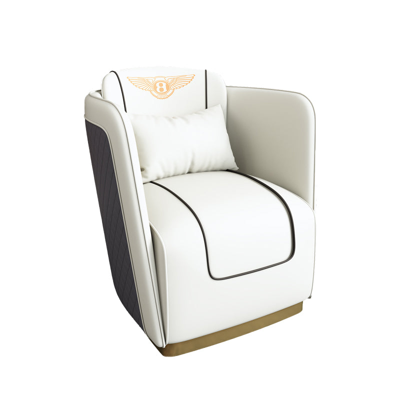 Contemporary Bonded Leather Arms Included Gold Base Accent Armchair White 1 Piece Clearhalo 'Accent Chairs' 'accent_chairs' 'Chairs & Seating' 'furn' 'furn_accent_chairs' 'Furniture' 'Living Room Furniture' 5859711