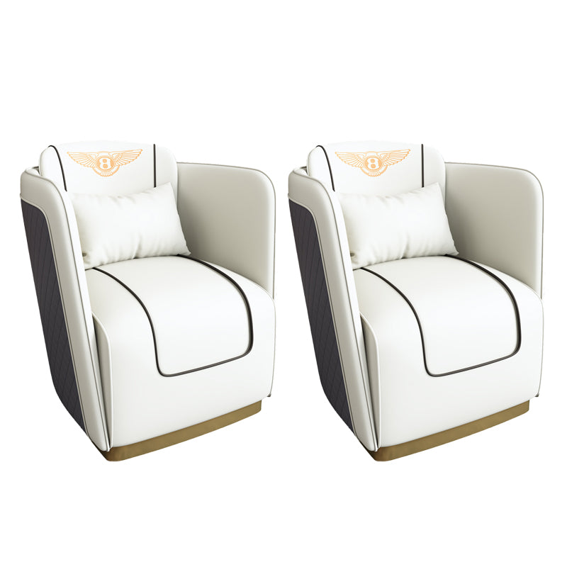 Contemporary Bonded Leather Arms Included Gold Base Accent Armchair White 2 Piece Set Clearhalo 'Accent Chairs' 'accent_chairs' 'Chairs & Seating' 'furn' 'furn_accent_chairs' 'Furniture' 'Living Room Furniture' 5859713
