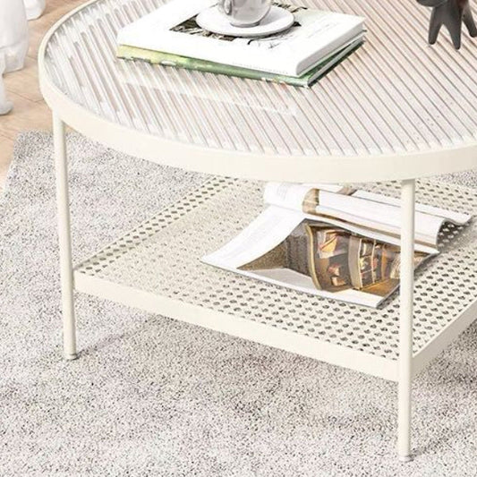 Tavolo da cocktail in vetro moderno con 4 gambe in acciaio e scaffale