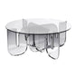 Round Glass Top Coffee Table with Cross Acrylic Base Cocktail Table Silver Clear Clearhalo 'Coffee & Accent Tables' 'Coffee Tables' 'coffee_tables' 'furn' 'furn_coffee_tables' 'Furniture' 'Living Room Furniture' 5859772