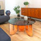 Round Glass Top Coffee Table with Cross Acrylic Base Cocktail Table Clearhalo 'Coffee & Accent Tables' 'Coffee Tables' 'coffee_tables' 'furn' 'furn_coffee_tables' 'Furniture' 'Living Room Furniture' 5859776