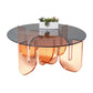 Round Glass Top Coffee Table with Cross Acrylic Base Cocktail Table Clearhalo 'Coffee & Accent Tables' 'Coffee Tables' 'coffee_tables' 'furn' 'furn_coffee_tables' 'Furniture' 'Living Room Furniture' 5859777
