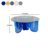 Round Glass Top Coffee Table with Cross Acrylic Base Cocktail Table