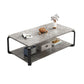 Glam Frame Coffee Table Slate Rectangular Cocktail Table with Storage Shelf