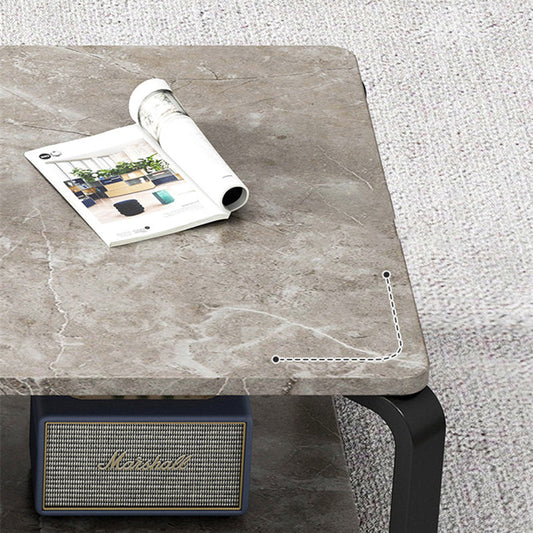 Glam Frame Coffee Table Slate Rectangular Cocktail Table with Storage Shelf