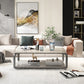 Glam Frame Coffee Table Slate Rectangular Cocktail Table with Storage Shelf