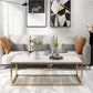 Mesa de centro rectangular Glam con tapa de mármol blanco y estructura de hierro