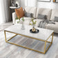 Mesa de centro rectangular Glam con tapa de mármol blanco y estructura de hierro