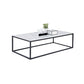 Mesa de centro rectangular Glam con tapa de mármol blanco y estructura de hierro