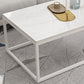 Mesa de centro rectangular Glam con tapa de mármol blanco y estructura de hierro