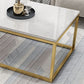 Mesa de centro rectangular Glam con tapa de mármol blanco y estructura de hierro