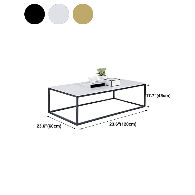 Mesa de centro rectangular Glam con tapa de mármol blanco y estructura de hierro