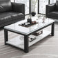 Glam Frame Salontafel Leisteen Cocktailtafel met Opbergplank voor Woonkamer